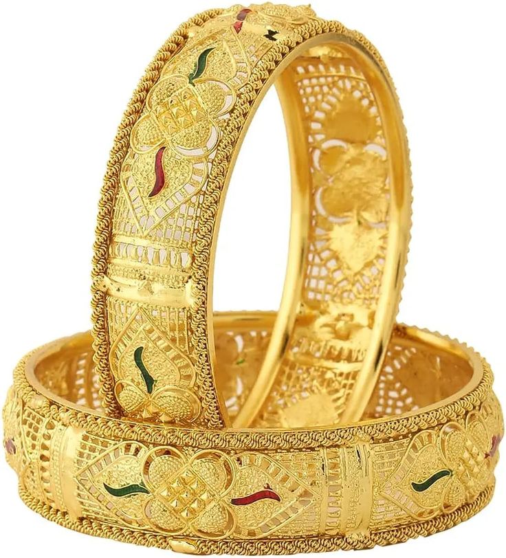 22K Heritage Filigree Floral Kada Pair